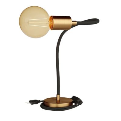 Flexibilná stolová lampa s textilným káblom, vypínačom a zástrčkou, Brúsený Bronz