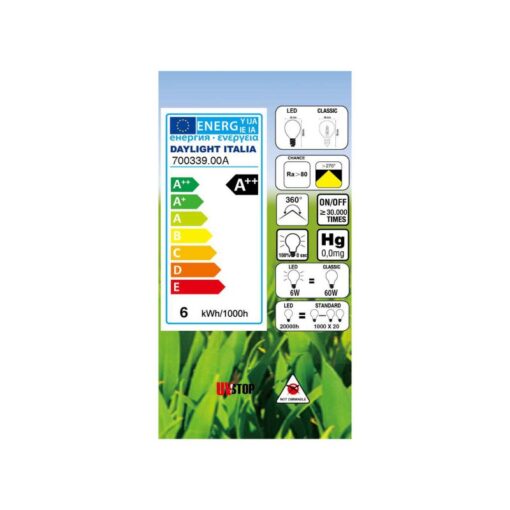 LED žiarovka s mliečnym sklom SFERA - E14, 6W, 806lm, Denná biela | Daylight Italia - Image 2