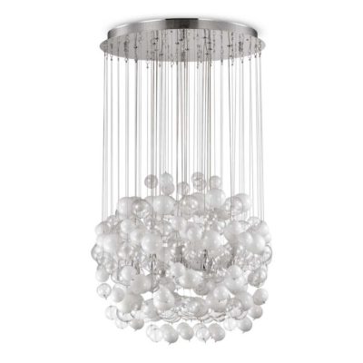 Luxusný závesný luster so sklenenými bublinkami BOLLICINE SP14, biela a číra farba | Ideal Lux
