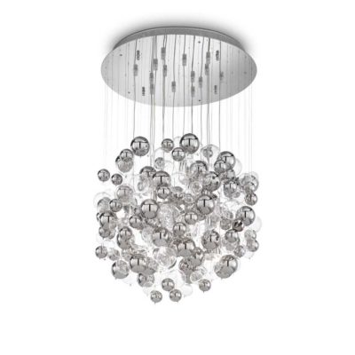 Luxusný závesný luster so sklenenými bublinkami BOLLICINE SP14, chrómová a číra farba | Ideal Lux