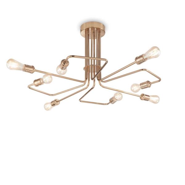 Retro stropné kovové svietidlo TRIUMPH PL8, staromosadzná farba | Ideal Lux