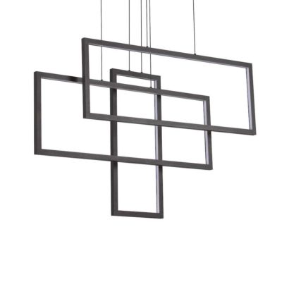 Dizajnový závesný LED luster FRAME SP RETTANGOLO, 3000k, čierna farba | Ideal Lux