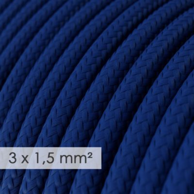 Kábel so širokým priemerom 3x1,50 v kráľovskej modrej farbe, umelý hodváb, 1 meter.