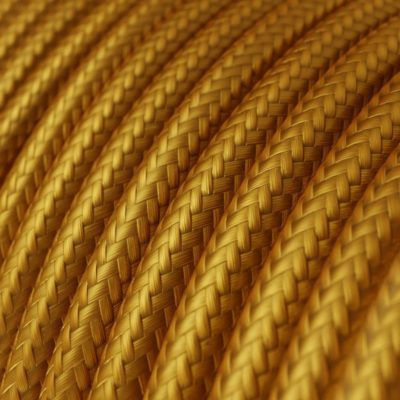 Kábel trojžilový v podobe textilnej šnúry v zlatej farbe, umelý hodváb, 3 x 0.75mm, 1 meter.