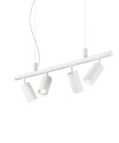 Kovový závesný luster DYNAMITE SP4 v priemyselnom dizajne, biela farba | Ideal Lux