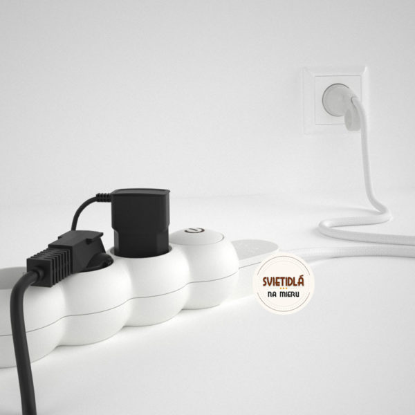 Predlžovací kábel s elektrickým káblom pokrytým umelým bielym hodvábom a zástrčkou - Image 2