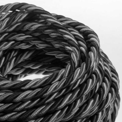 Elektrický trojžilový kábel v tvare lana, Ø 16MM, lesklá textília, 1 meter, Orleans.