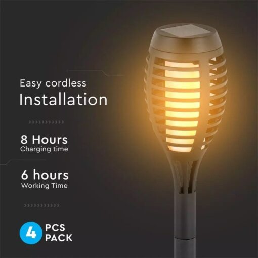 Záhradné LED solárne svietidlá s efektom horiaceho plameňa - 4 ks v balení - Image 5