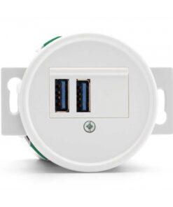 Okrúhla retro USB zásuvka (2xUSB) 2,5A, (bez rámčeka) biely