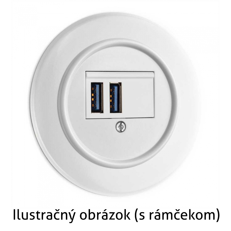 Okrúhla retro USB zásuvka (2xUSB) 2,5A, (bez rámčeka) biely duroplast.