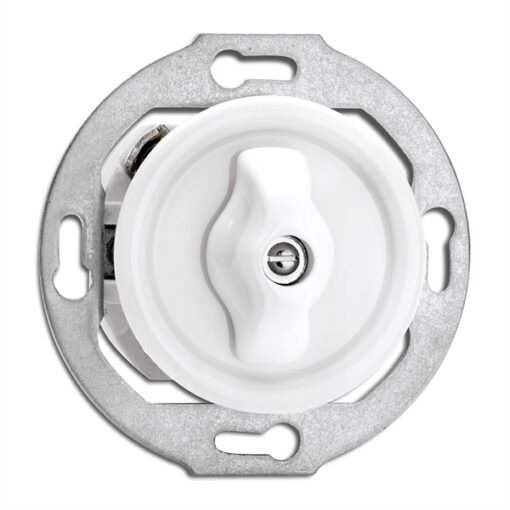 Porcelánový retro otočný vypínač (5), (bez rámčeka) biely porcelán.,