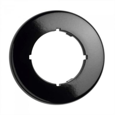 Rámček okrúhly 1-násobný, čierny bakelit (pre stmievač, dátovú zásuvku, TV zásuvku, USB zásuvku)