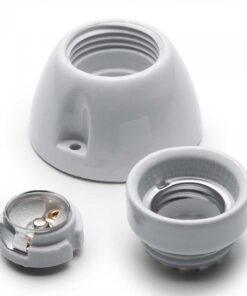 Stropná a nástenná porcelánová objímka MINIMAL, biela farba – Obrázok 4