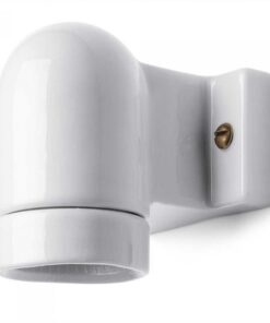 Uhlová nástenná porcelánová objímka MINIMAL, biela farba – Obrázok 3