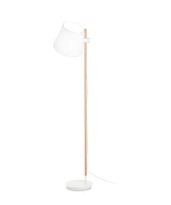 Drevená podlahová lampa AXEL PT1 s bielym látkovým tienidlom | Ideal Lux