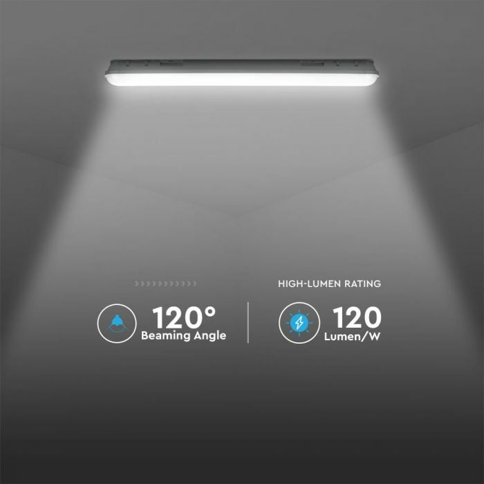 Lineárne LED pracovné svietidlo IP65, 48W, 6400K, 5760lm, 150cm, číre – Obrázok 6