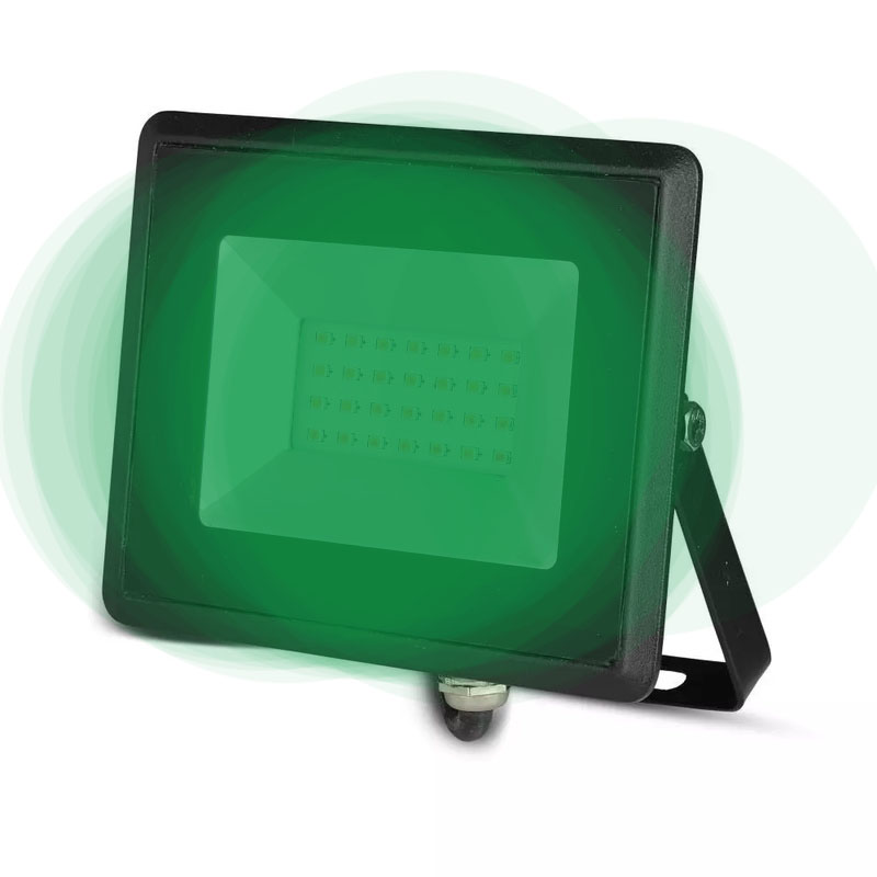 Reflektor LED E-Series 20W, Zelená farba osvetlenia, 1700lm, čierny