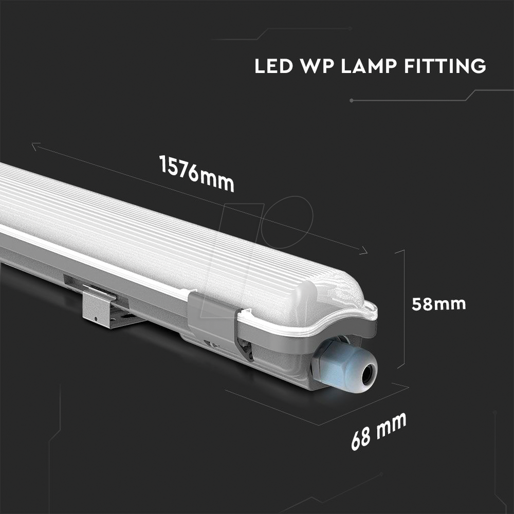 Lineárne LED trubicové svietidlo IP65, 22W, 6400K, 2000lm, 150cm – Obrázok 3