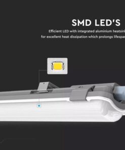 Lineárne LED trubicové svietidlo IP65, 22W, 6400K, 2000lm, 150cm – Obrázok 4