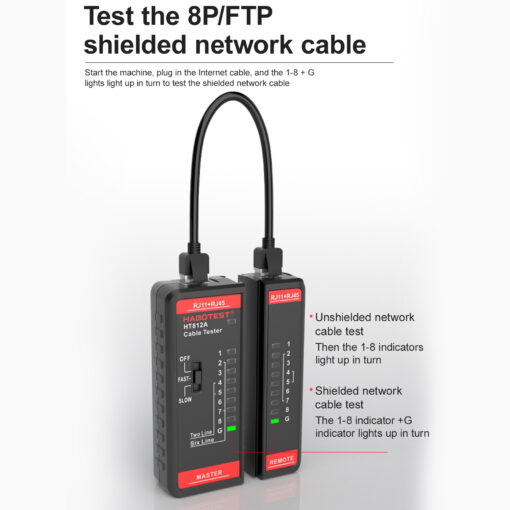 Tester sieťových káblov Habotest HT812A RJ45/RJ14/RJ12/RJ9 - Image 6