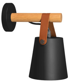 Retro nástenná lampa s remeňom v čiernej farbe1