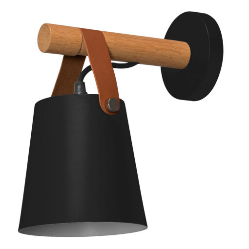 Retro nástenná lampa s remeňom v čiernej farbe - Image 2