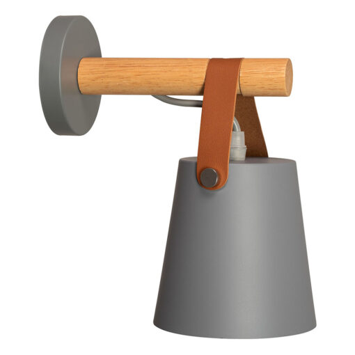 Retro nástenná lampa s remeňom v šedej farbe1