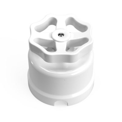 Vypínač/prepínač pre povrchovú montáž z bieleho porcelánu s bielym gombíkom