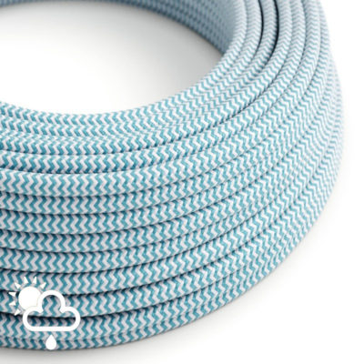 Kábel do exteriéru dvojžilový v podobe textilnej šnúry so vzorom Turquoise:White, 2 x 1mm, 1 meter