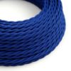 Kábel trojžilový skrútený v podobe textilnej šnúry v kráľovskej modrej farbe, umelý hodváb, 3 x 0.75mm, 1 meter