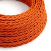 Kábel trojžilový skrútený v podobe textilnej šnúry v pomarančovej farbe, umelý hodváb, 3 x 0.75mm, 1 meter