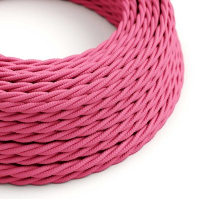 Kábel trojžilový skrútený v podobe textilnej šnúry v ružovej farbe, umelý hodváb, 3 x 0.75mm, 1 meter