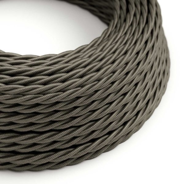 Kábel trojžilový skrútený v podobe textilnej šnúry v tmavo šedej farbe, umelý hodváb, 3 x 0.75mm, 1 meter