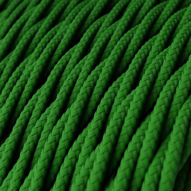 Kábel trojžilový skrútený v podobe textilnej šnúry v tmavo zelenej farbe, umelý hodváb, 3 x 0.75mm, 1 meter.