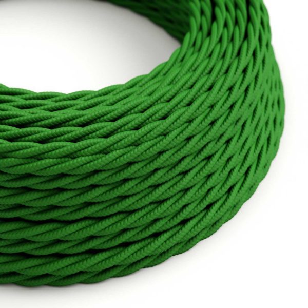 Kábel trojžilový skrútený v podobe textilnej šnúry v tmavo zelenej farbe, umelý hodváb, 3 x 0.75mm, 1 meter