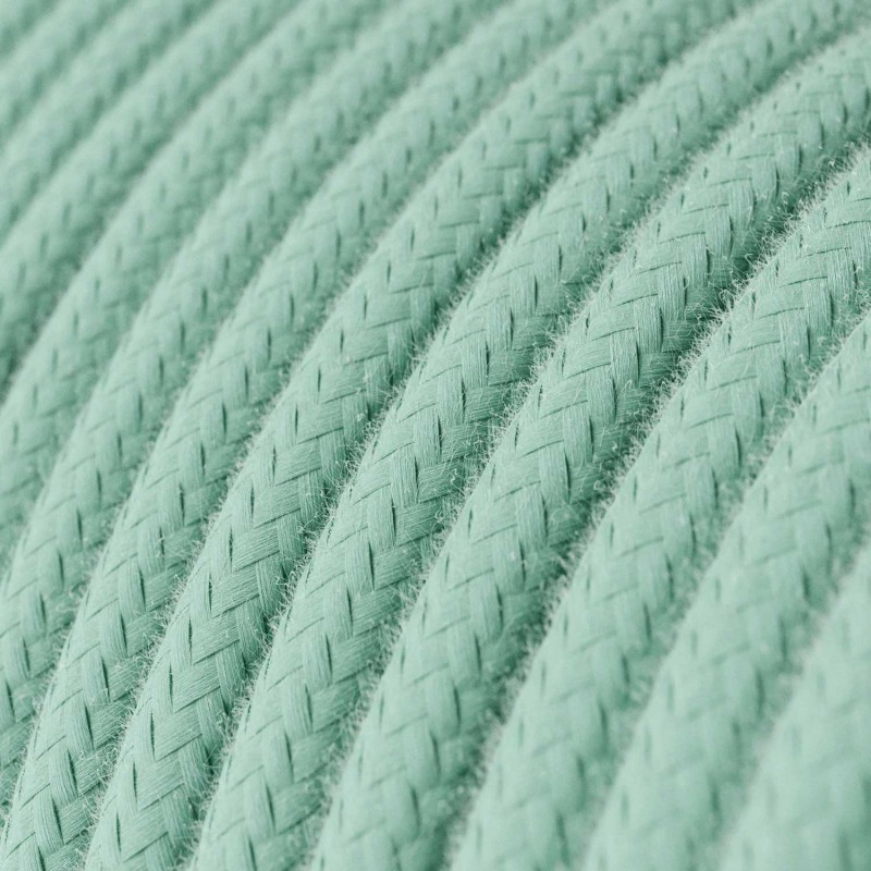 Kábel trojžilový v podobe textilnej šnúry v bledo mentolovej farbe, bavlna, 3 x 0.75mm, 1 meter2
