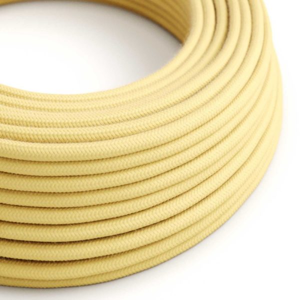 Kábel trojžilový v podobe textilnej šnúry v bledo žltej farbe, bavlna, 3 x 0.75mm, 1 meter