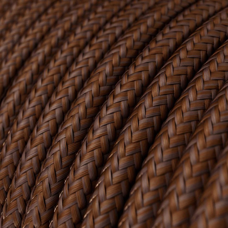 Kábel trojžilový v podobe textilnej šnúry v hrdzavej farbe, umelý hodváb, 3 x 0.75mm, 1 meter.