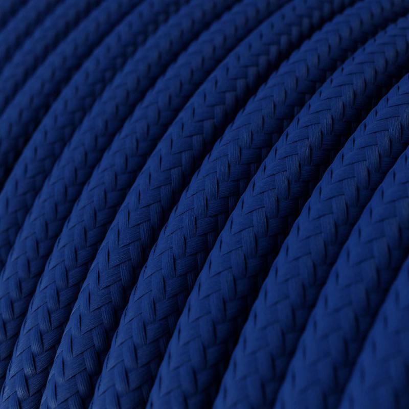 Kábel trojžilový v podobe textilnej šnúry v kráľovskej modrej farbe, umelý hodváb, 3 x 0.75mm, 1 meter.
