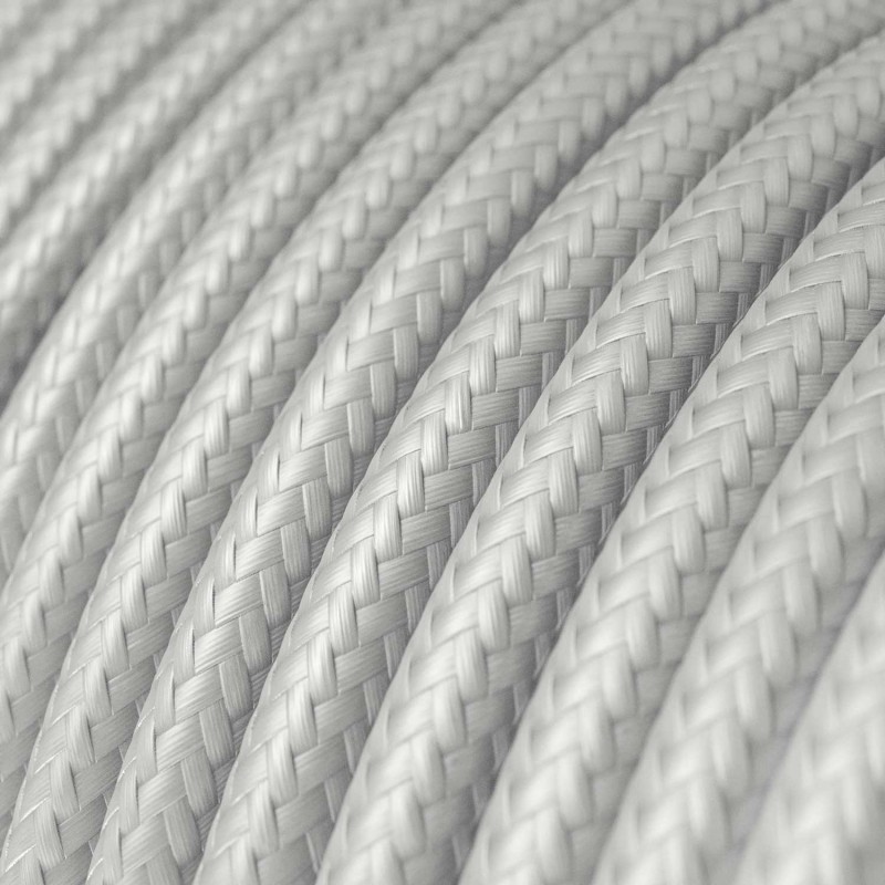 Kábel trojžilový v podobe textilnej šnúry v striebornej farbe, umelý hodváb, 3 x 0.75mm, 1 meter.