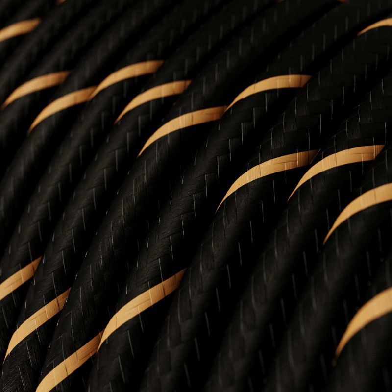 Textilný kábel HD Vertigo – čierna:zlatá, 3 x 0.75mm, 1 meter.