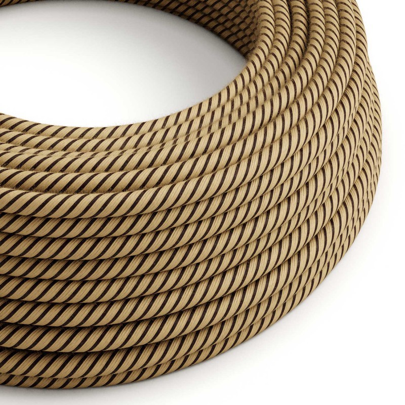 Textilný kábel, bavlna+juta, Vertigo – tabáková farba, 3 x 0.75mm, 1 meter
