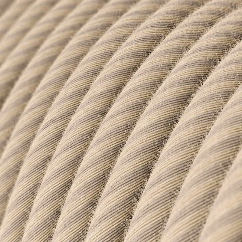 Textilný kábel, bavlna+ľan, Vertigo – slamená farba, 3 x 0.75mm, 1 meter.