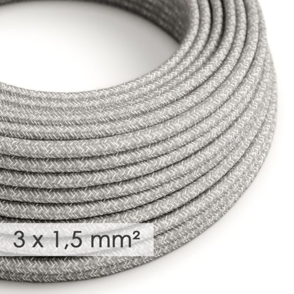 Textilný kábel so širokým priemerom 3x1,50 so vzorom Grigio:Lino, ľan, 1 meter