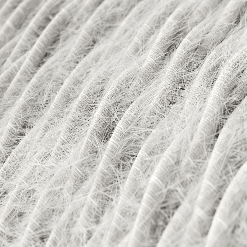 Textilný kábel trojžilový skrútený s chlpatým efektom v bielej farbe, 3 x 0.75mm, 1 meter.