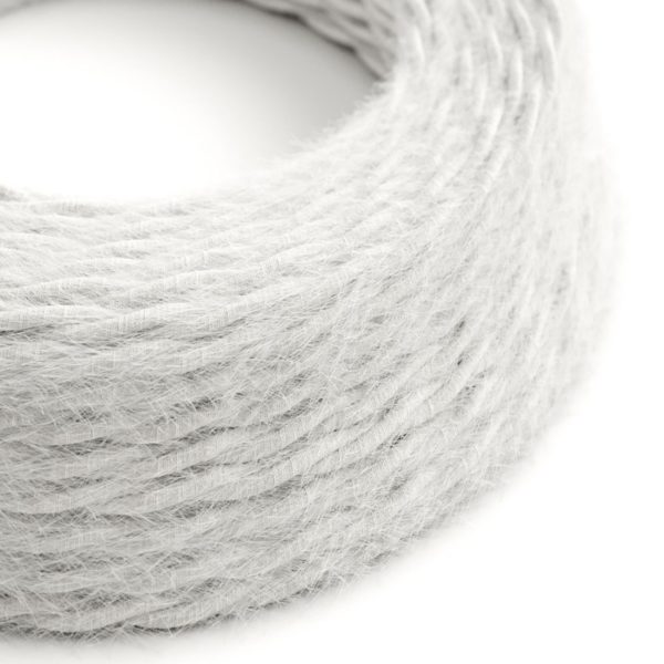Textilný kábel trojžilový skrútený s chlpatým efektom v bielej farbe, 3 x 0.75mm, 1 meter