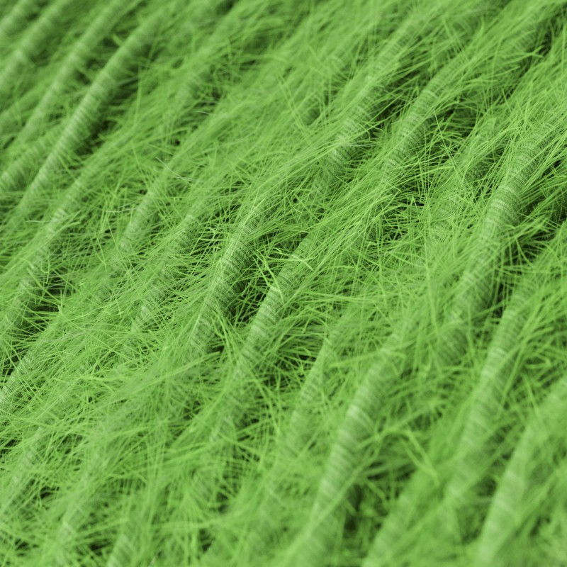 Textilný kábel trojžilový skrútený s chlpatým efektom v zelenej farbe, 3 x 0.75mm, 1 meter.