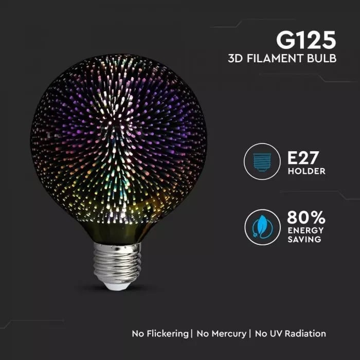 3D FIREWORKS, LED Dekoratívna žiarovka - SPHERE, E27, 3W, 20lm2
