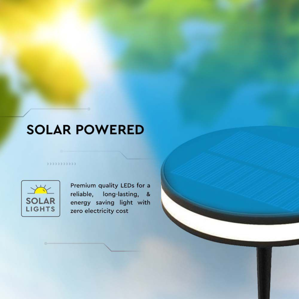 LED solárne záhradné napichovacie svetlo, IP54, 1.8W, čierna farba – Obrázok 2