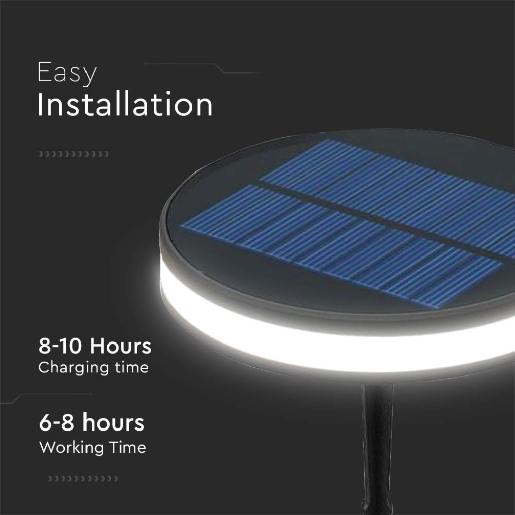 LED solárne záhradné napichovacie svetlo, IP54, 1.8W, čierna farba – Obrázok 6